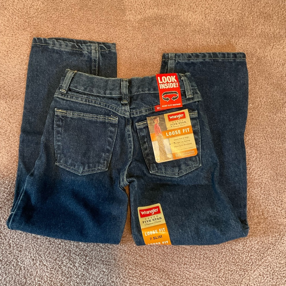 NWT Wrangler Loose Fit Denim Jeans Size 7 Slim Adjustable Waist - Picture 7 of 7